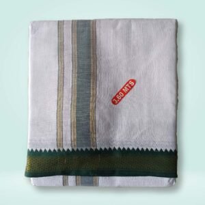 Organic Cotton Banana Dhoti - 5Kan - Red & Green Border