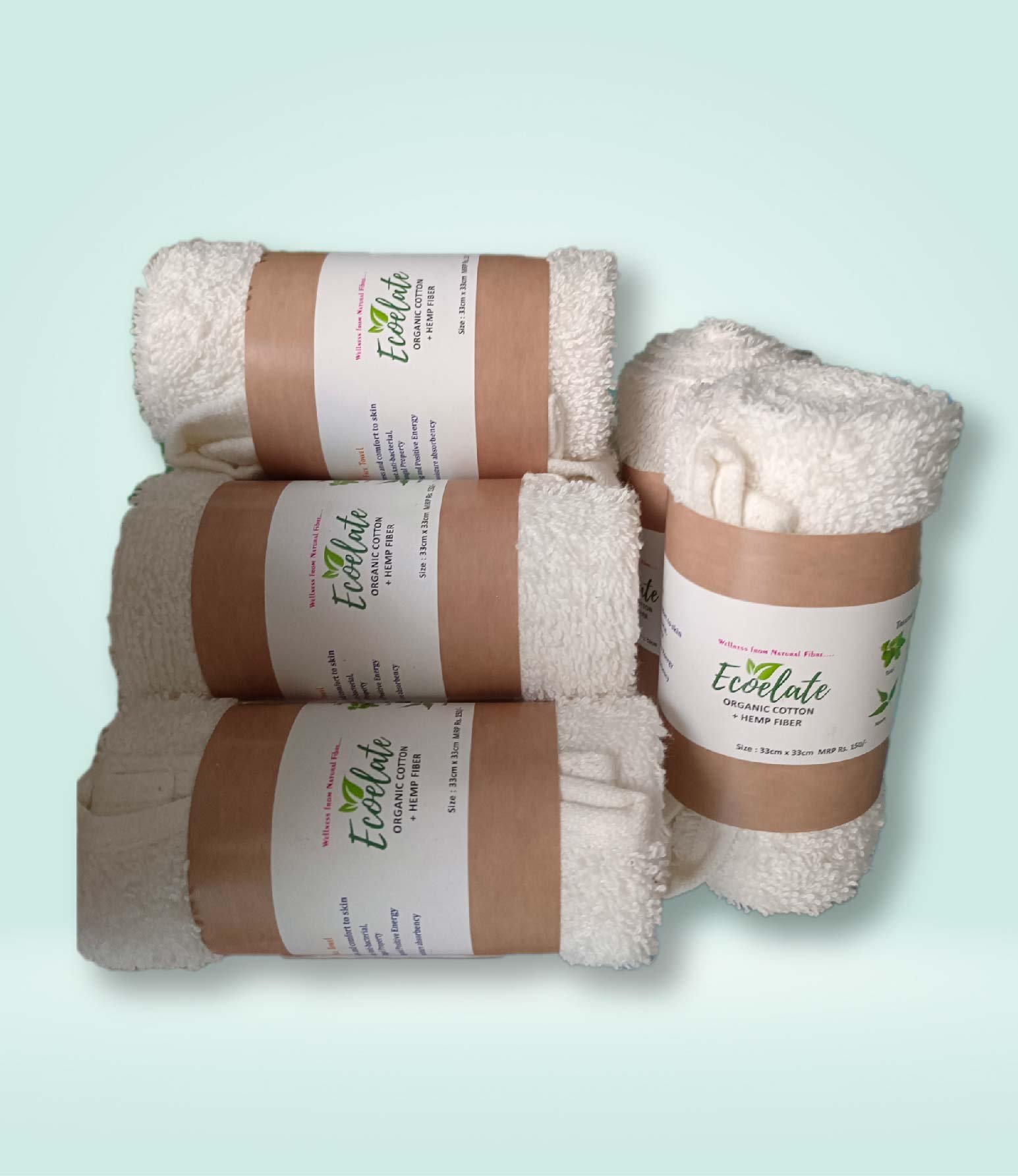 Organic Cotton - Hemp Terry Towel - Face Towel White