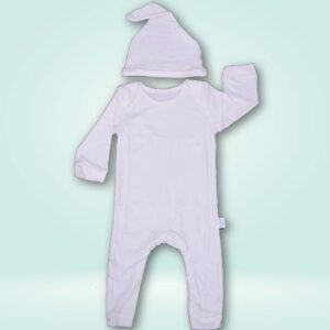 ORGANIC COTTON HERBAL DYED JUMP SUIT WITH CAP SOLID WHITE
