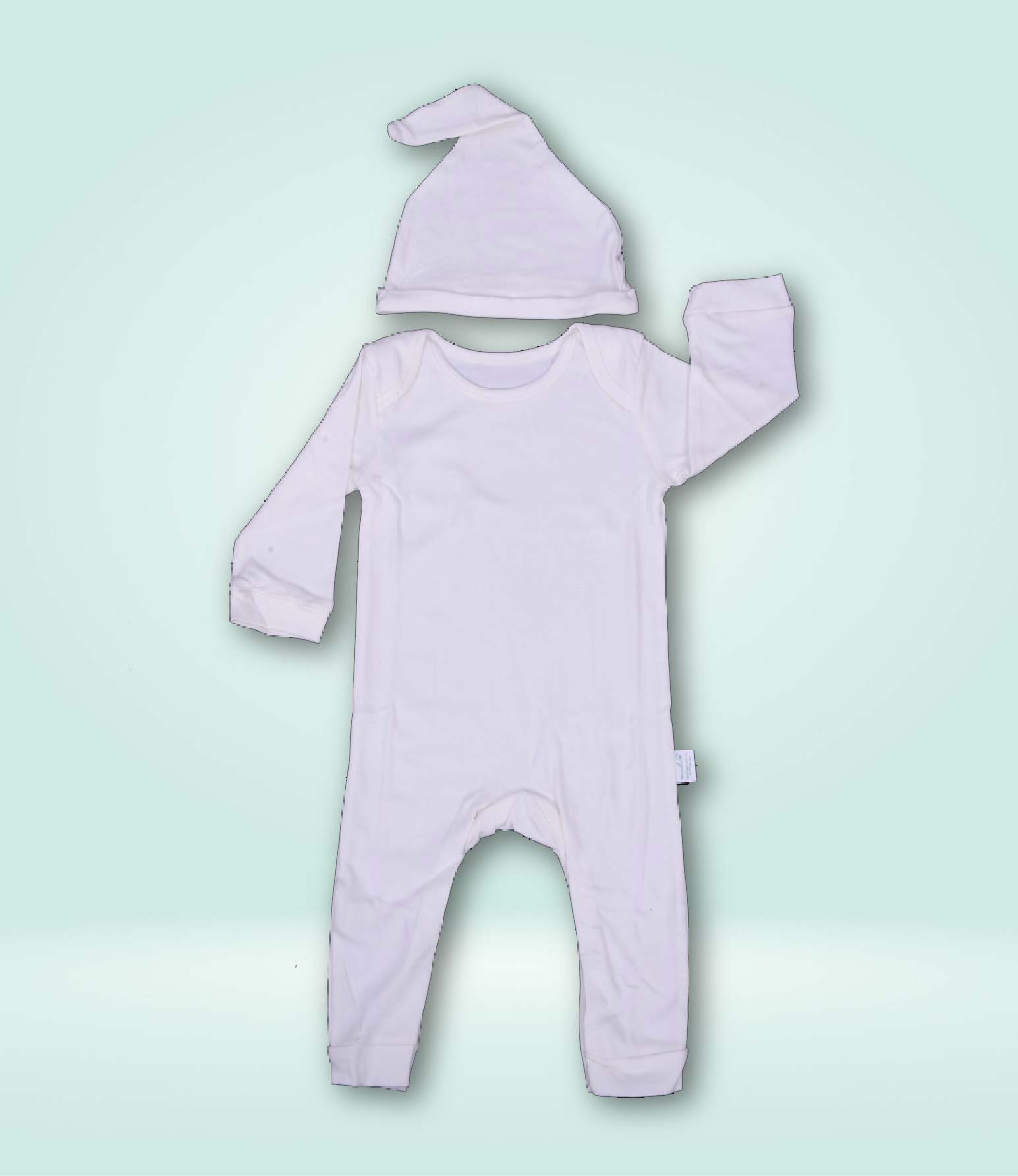 ORGANIC COTTON HERBAL DYED JUMP SUIT WITH CAP SOLID WHITE