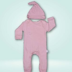 ORGANIC COTTON HERBAL DYED JUMP SUIT WITH CAP SOLID DUSTY PINK