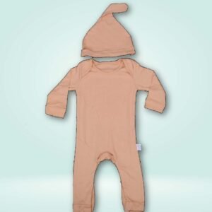 ORGANIC COTTON HERBAL DYED JUMP SUIT WITH CAP SOLID DUSTY ORANGE